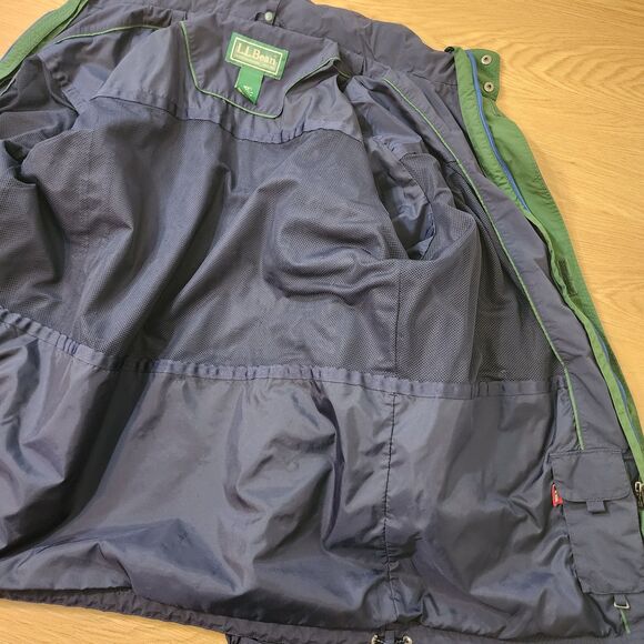 LL Bean Jacket Men XL Blue Full Zip Up Rain Wind Resistant Hooded Lined Coat Vtg - Picture 11 of 14